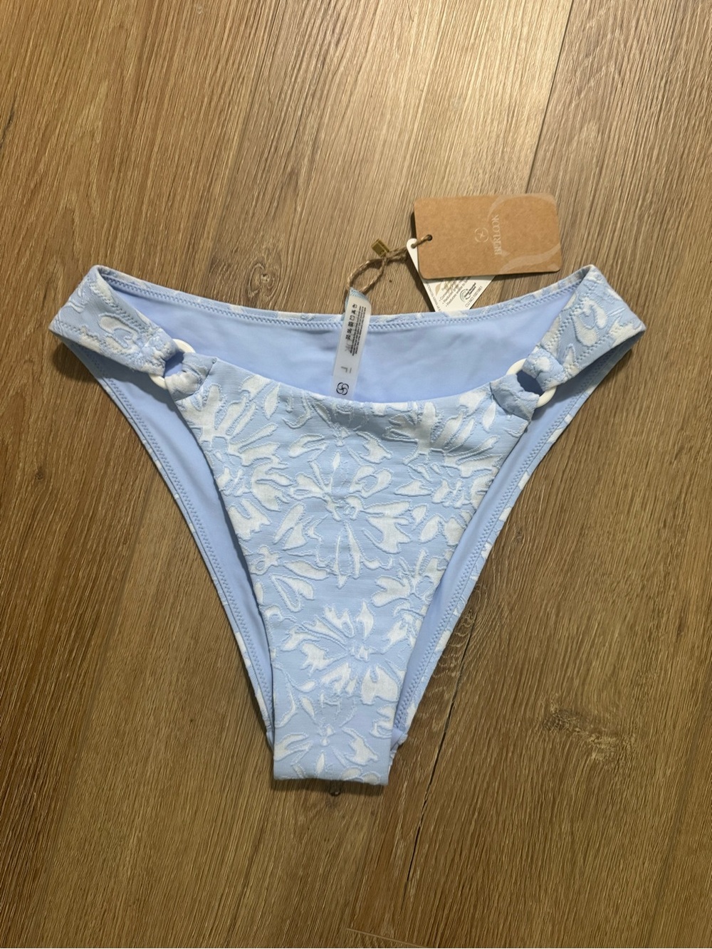 Light Blue Floral Lace High-Cut Bikini Bottoms